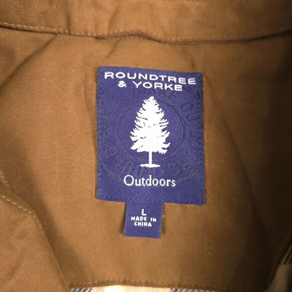 Roundtree & Yorke Outdoors Mens Brown Jacket sz L  leather & Polyester - Picture 3 of 9